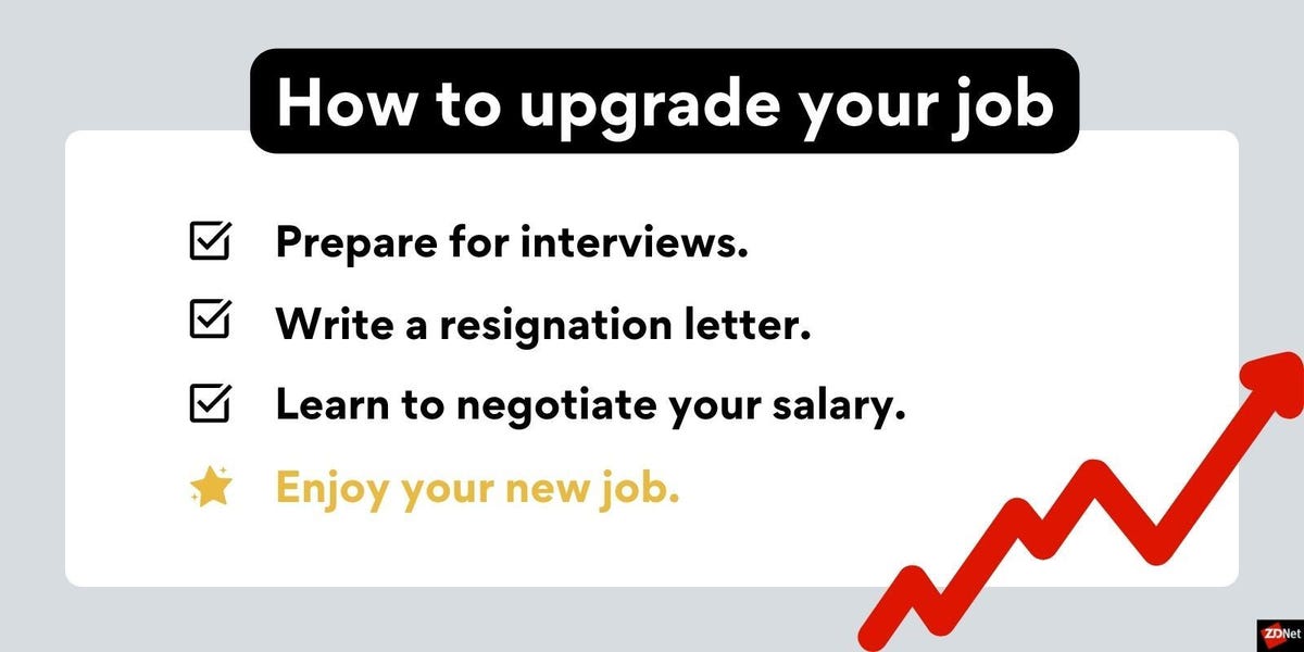 Cuatro pasos para mejorar su trabajo: Prepárese para las entrevistas, escriba una carta de renuncia, aprenda a negociar su salario y disfrute de su nuevo trabajo.