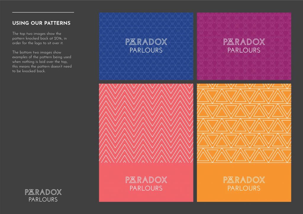 Marca visual de mosaicos de Paradox Parlours
