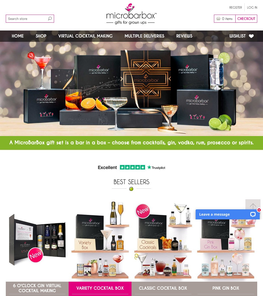 Sets de regalo de cócteles y alcohol MicroBarBox NopCommerce eCommerce