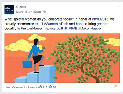 Consejos de Facebook para publicaciones relevantes de Cisco