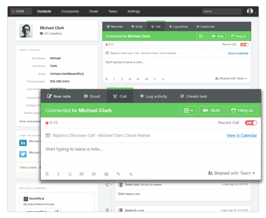 Hubspot CRM - captura de pantalla - notas Notas de captura de HubSpot CRM